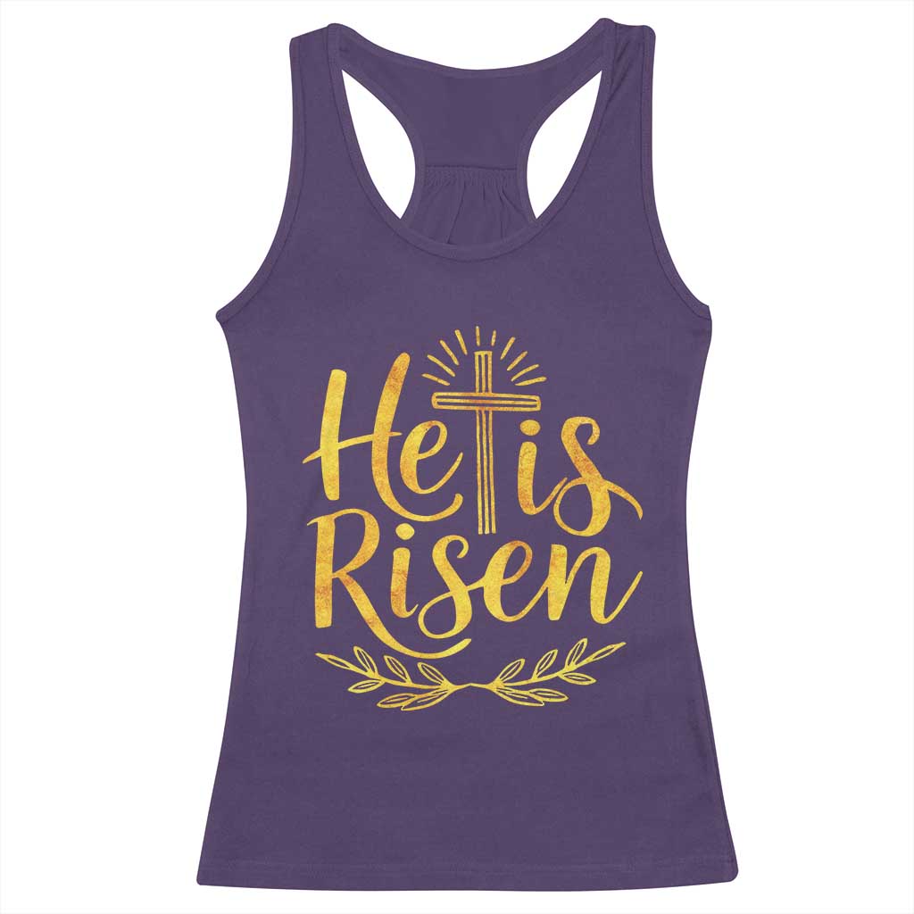 He Is Risen Racerback Tank Top Jesus Easter Religious Christians TS10 Purple Print Your Wear
