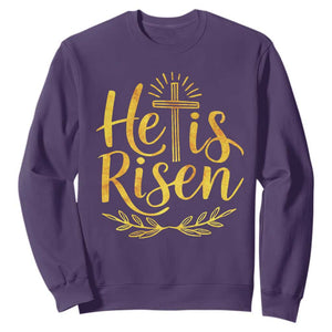 He Is Risen Sweatshirt Jesus Easter Religious Christians TS10 Purple Print Your Wear