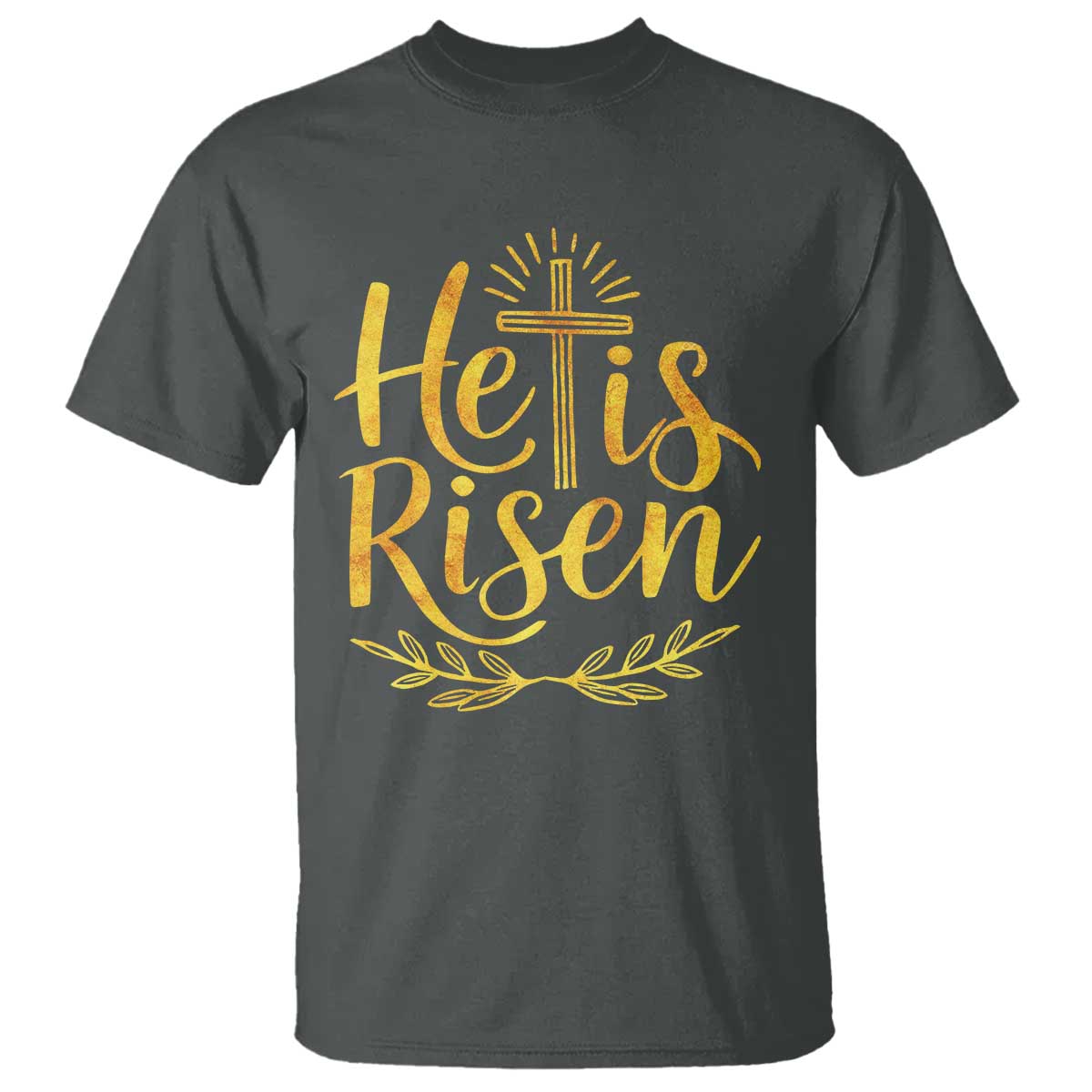 He Is Risen T Shirt Jesus Easter Religious Christians TS10 Dark Heather Print Your Wear