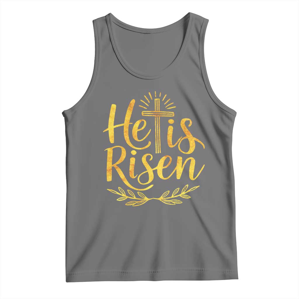He Is Risen Tank Top Jesus Easter Religious Christians TS10 Black Heather Print Your Wear