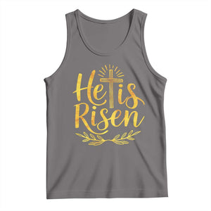 He Is Risen Tank Top Jesus Easter Religious Christians TS10 Deep Heather Print Your Wear