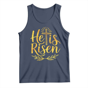 He Is Risen Tank Top Jesus Easter Religious Christians TS10 Navy Print Your Wear