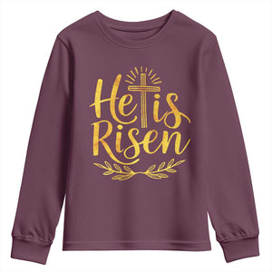 He Is Risen Youth Sweatshirt Jesus Easter Religious Christians TS10 Maroon Print Your Wear