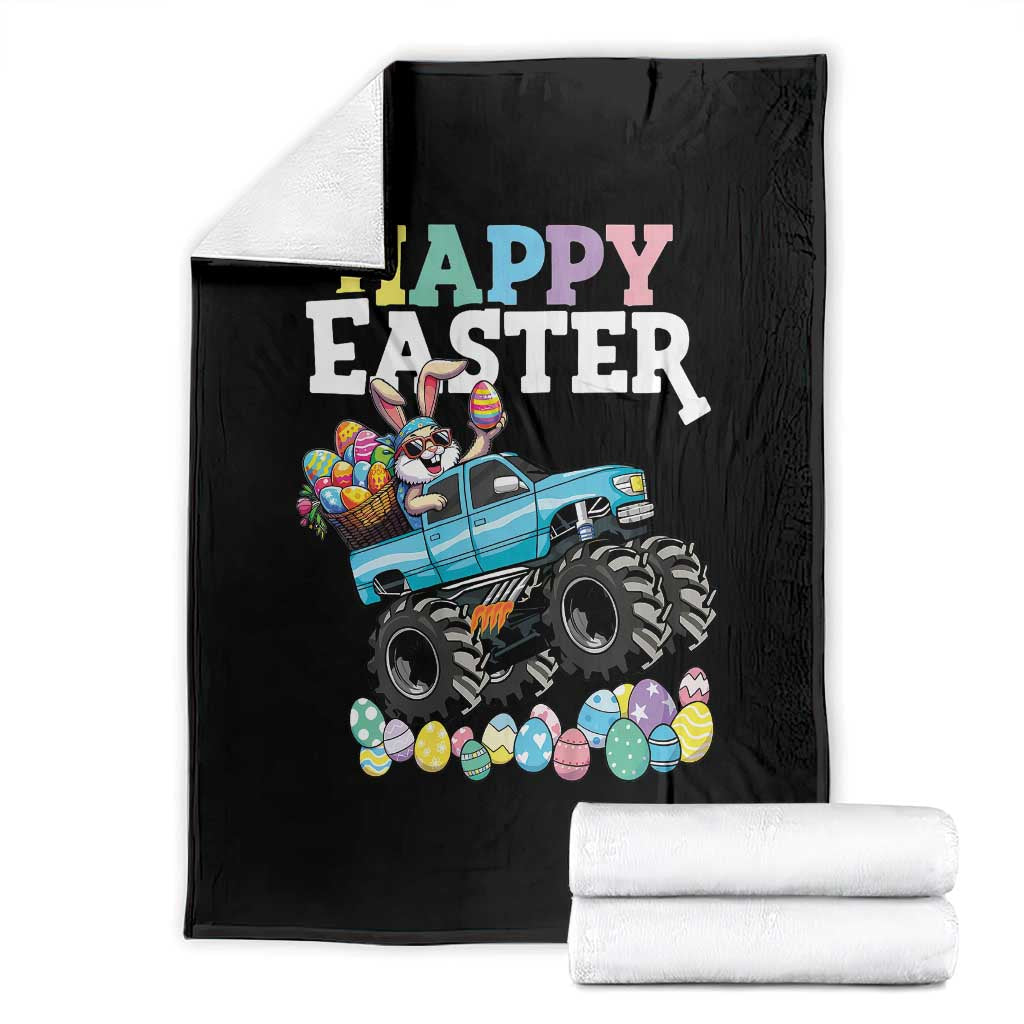 Boys Happy Easter Bunny Monster Truck Throw Blanket Eggs Cool Rabbit Car Lovers Toddler TS10 Black Print Your Wear