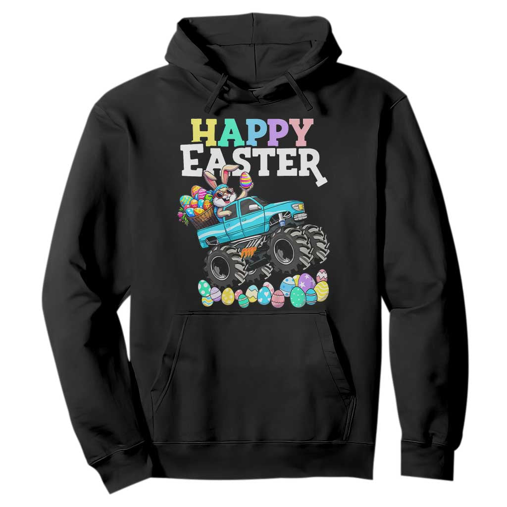 Boys Happy Easter Bunny Monster Truck Hoodie Eggs Cool Rabbit Car Lovers Toddler TS10 Black Print Your Wear