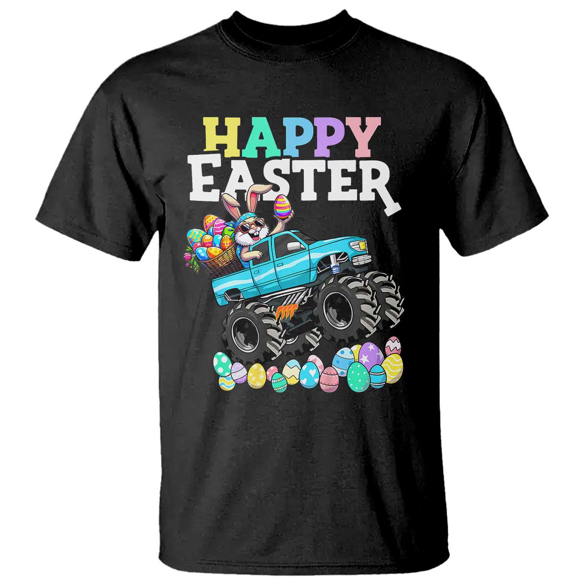 Boys Happy Easter Bunny Monster Truck T Shirt Eggs Cool Rabbit Car Lovers Toddler TS10 Black Print Your Wear