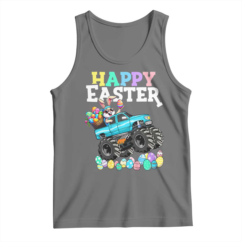 Boys Happy Easter Bunny Monster Truck Tank Top Eggs Cool Rabbit Car Lovers Toddler TS10 Black Heather Print Your Wear