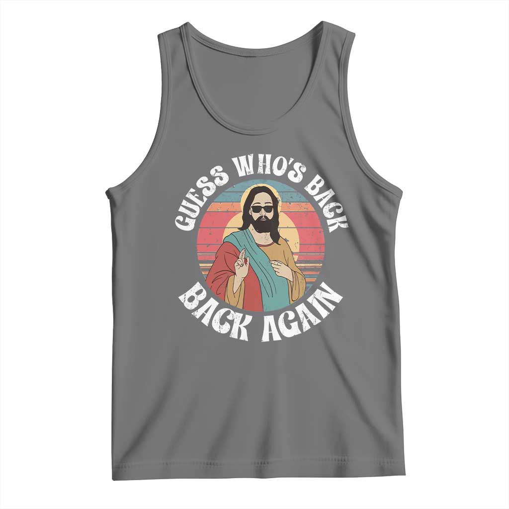Funny Easter Jesus Tank Top Retro Vintage Guess Whos Back Again TS10 Black Heather Print Your Wear