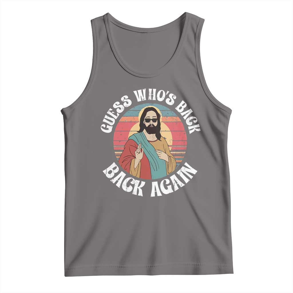 Funny Easter Jesus Tank Top Retro Vintage Guess Whos Back Again TS10 Deep Heather Print Your Wear