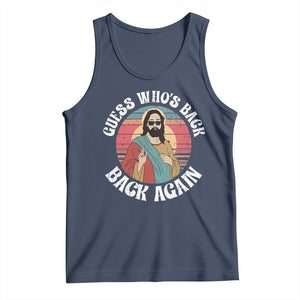 Funny Easter Jesus Tank Top Retro Vintage Guess Whos Back Again TS10 Navy Print Your Wear