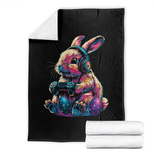 Gamer Rabbit Throw Blanket Cute Bunny Gaming Eggs Funny Video Games Easter TS10 Black Print Your Wear