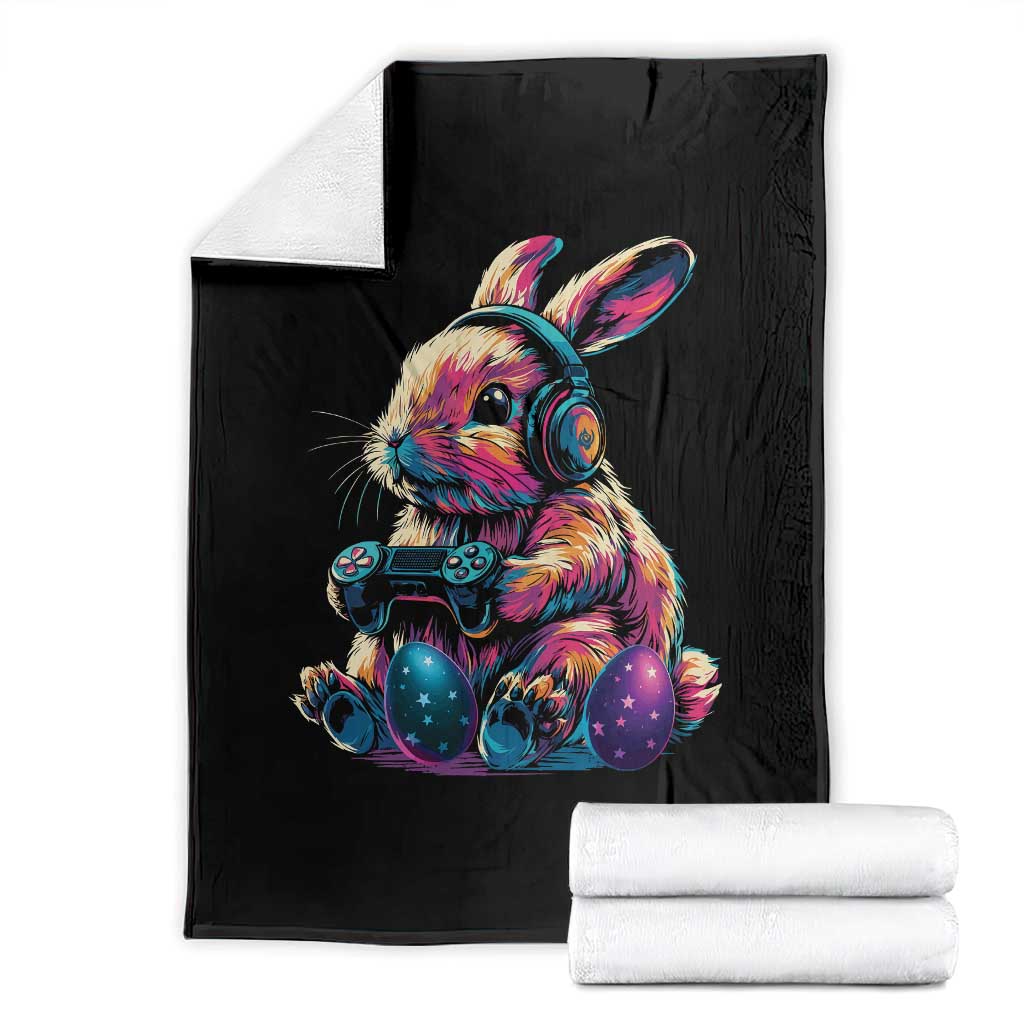 Gamer Rabbit Throw Blanket Cute Bunny Gaming Eggs Funny Video Games Easter TS10 Black Print Your Wear