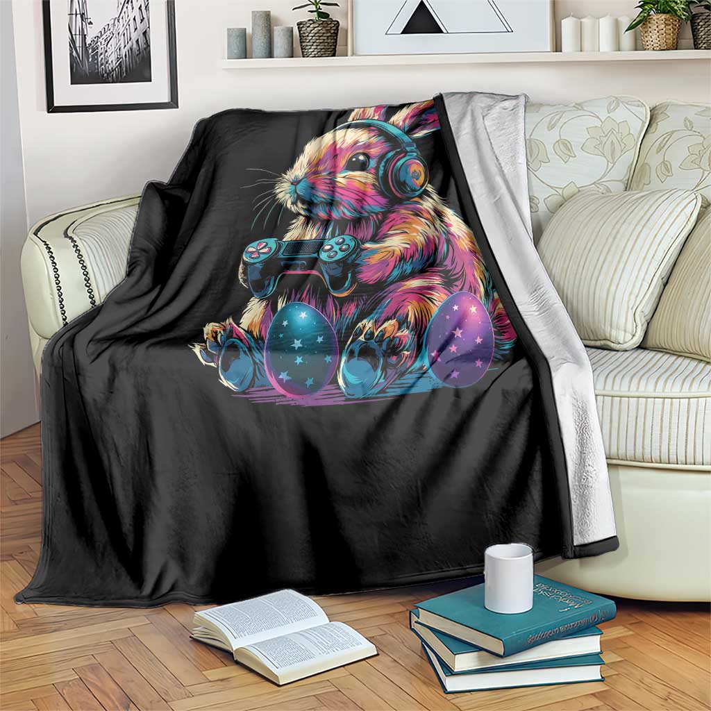 Gamer Rabbit Throw Blanket Cute Bunny Gaming Eggs Funny Video Games Easter TS10 Print Your Wear