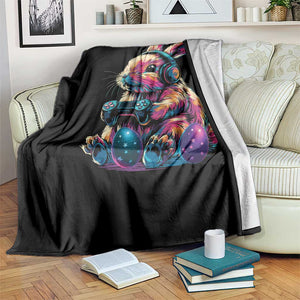 Gamer Rabbit Throw Blanket Cute Bunny Gaming Eggs Funny Video Games Easter TS10 Print Your Wear