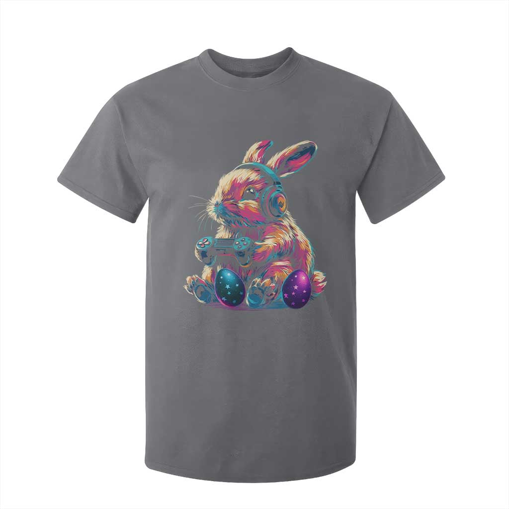 Gamer Rabbit T Shirt For Kid Cute Bunny Gaming Eggs Funny Video Games Easter TS10 Charcoal Print Your Wear