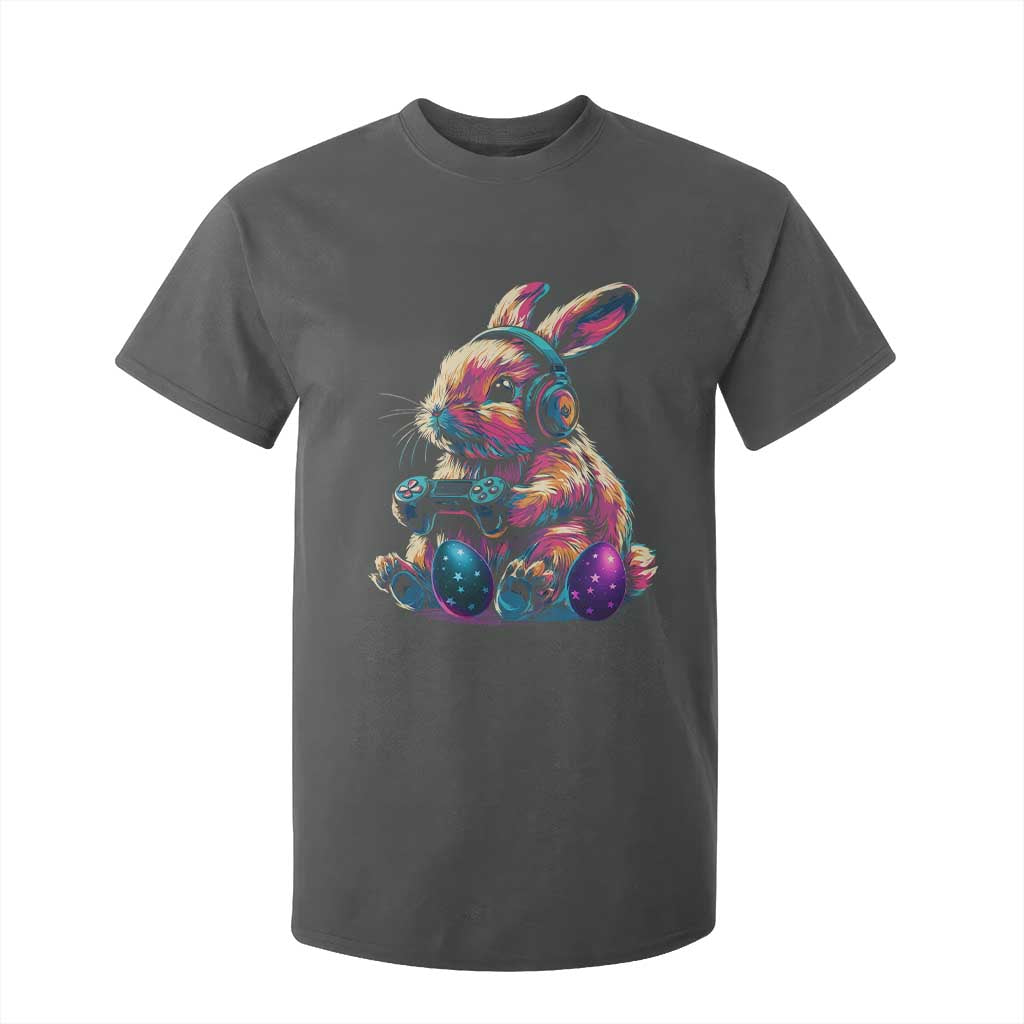 Gamer Rabbit T Shirt For Kid Cute Bunny Gaming Eggs Funny Video Games Easter TS10 Dark Heather Print Your Wear