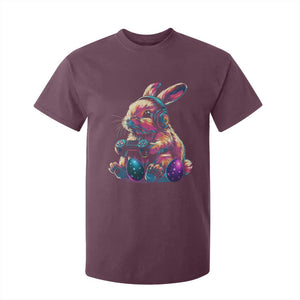 Gamer Rabbit T Shirt For Kid Cute Bunny Gaming Eggs Funny Video Games Easter TS10 Maroon Print Your Wear