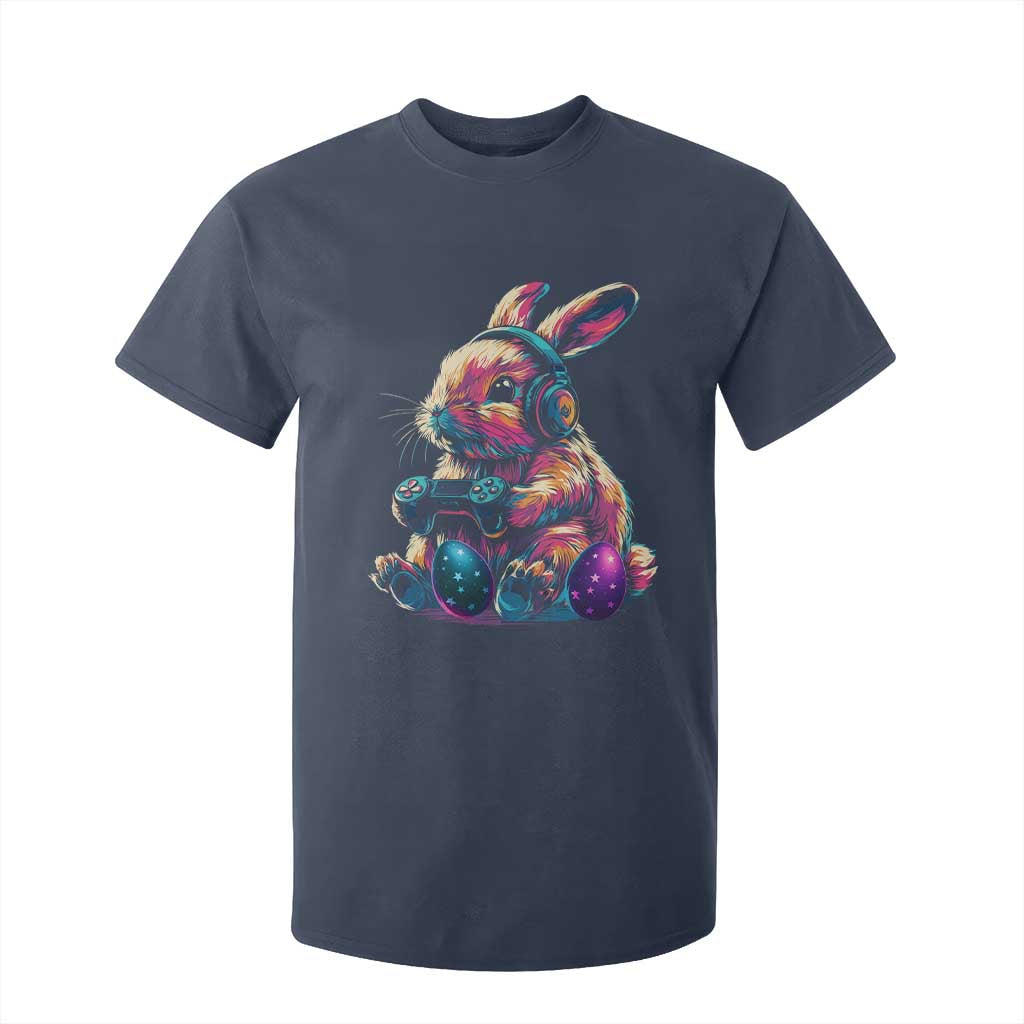 Gamer Rabbit T Shirt For Kid Cute Bunny Gaming Eggs Funny Video Games Easter TS10 Navy Print Your Wear