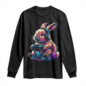 Gamer Rabbit Long Sleeve Shirt Cute Bunny Gaming Eggs Funny Video Games Easter TS10 Black Print Your Wear