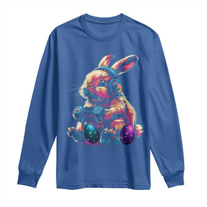 Gamer Rabbit Long Sleeve Shirt Cute Bunny Gaming Eggs Funny Video Games Easter TS10 Royal Blue Print Your Wear