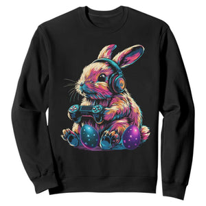 Gamer Rabbit Sweatshirt Cute Bunny Gaming Eggs Funny Video Games Easter TS10 Black Print Your Wear