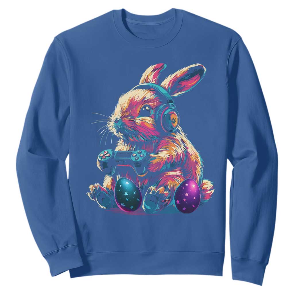 Gamer Rabbit Sweatshirt Cute Bunny Gaming Eggs Funny Video Games Easter TS10 Royal Blue Print Your Wear