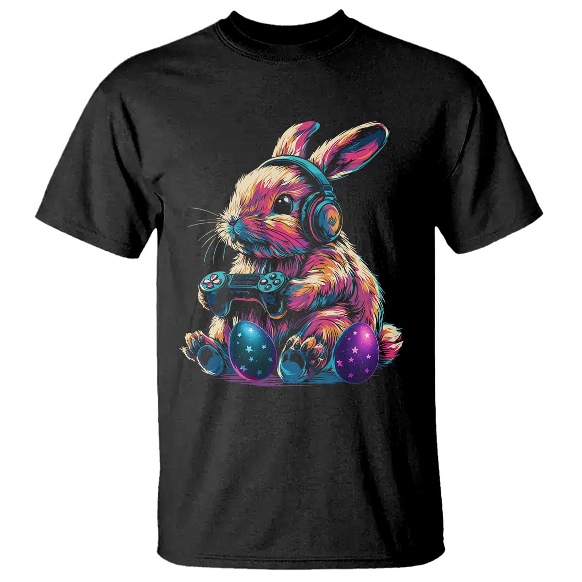 Gamer Rabbit T Shirt Cute Bunny Gaming Eggs Funny Video Games Easter TS10 Black Print Your Wear
