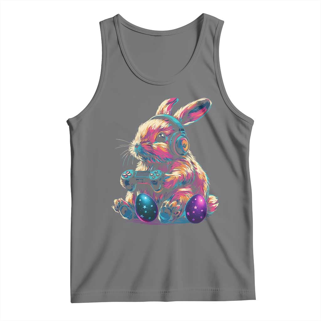 Gamer Rabbit Tank Top Cute Bunny Gaming Eggs Funny Video Games Easter TS10 Black Heather Print Your Wear
