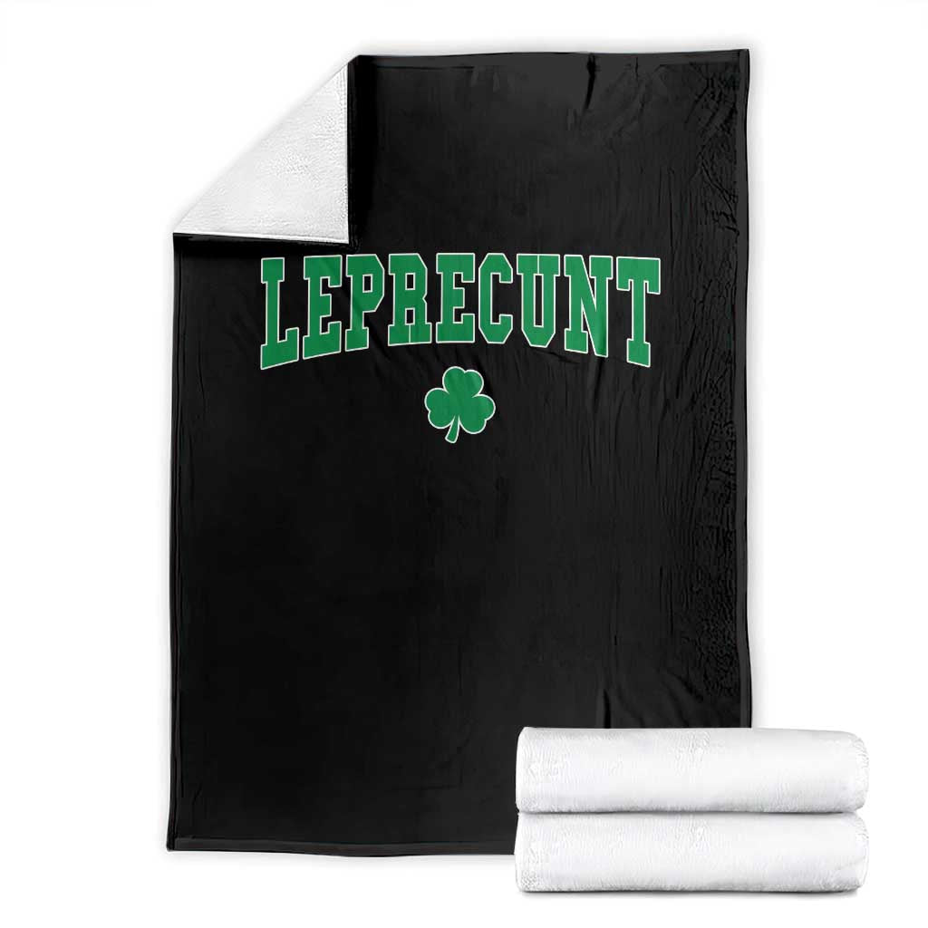 Leprecunt Shamrock Throw Blanket St Patricks Day Funny Irish Adult Humor TS10 Black Print Your Wear
