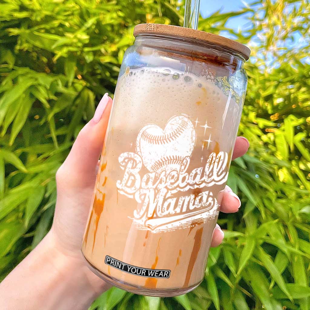 Baseball Mama Glass Can Baseball Season Mom Raising Ballers TS10 Black Print Your Wear