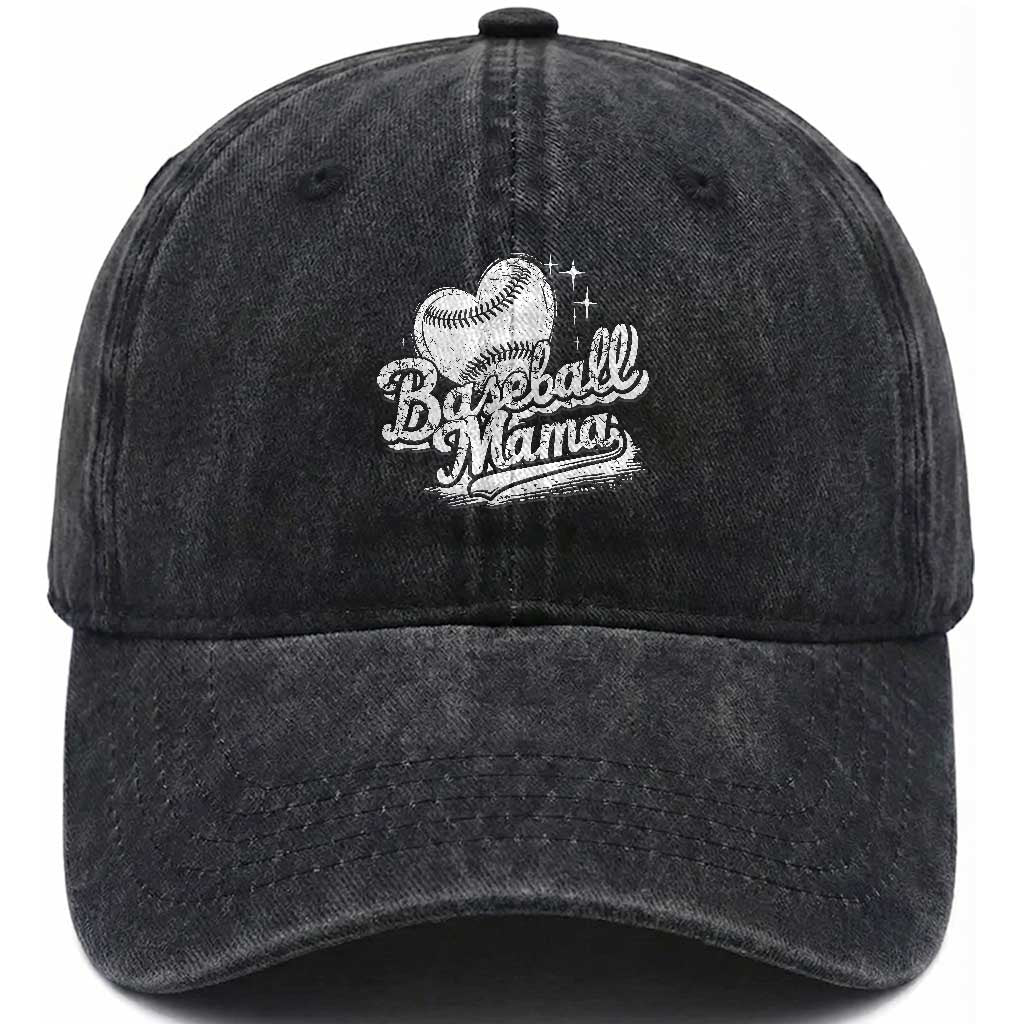 Baseball Mama Washed Cotton Baseball Cap Baseball Season Mom Raising Ballers TS10 Print Your Wear