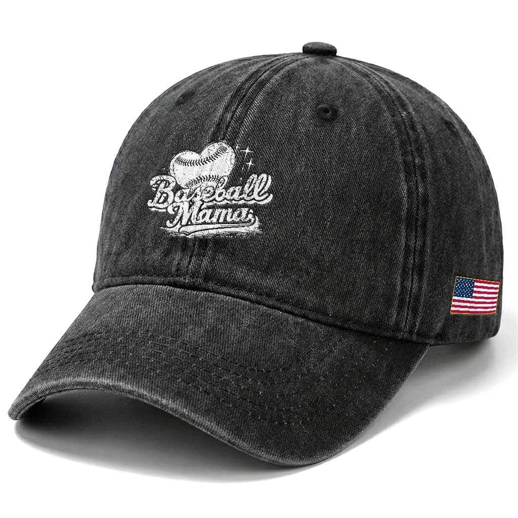 Baseball Mama Washed Cotton Baseball Cap Baseball Season Mom Raising Ballers TS10 Print Your Wear