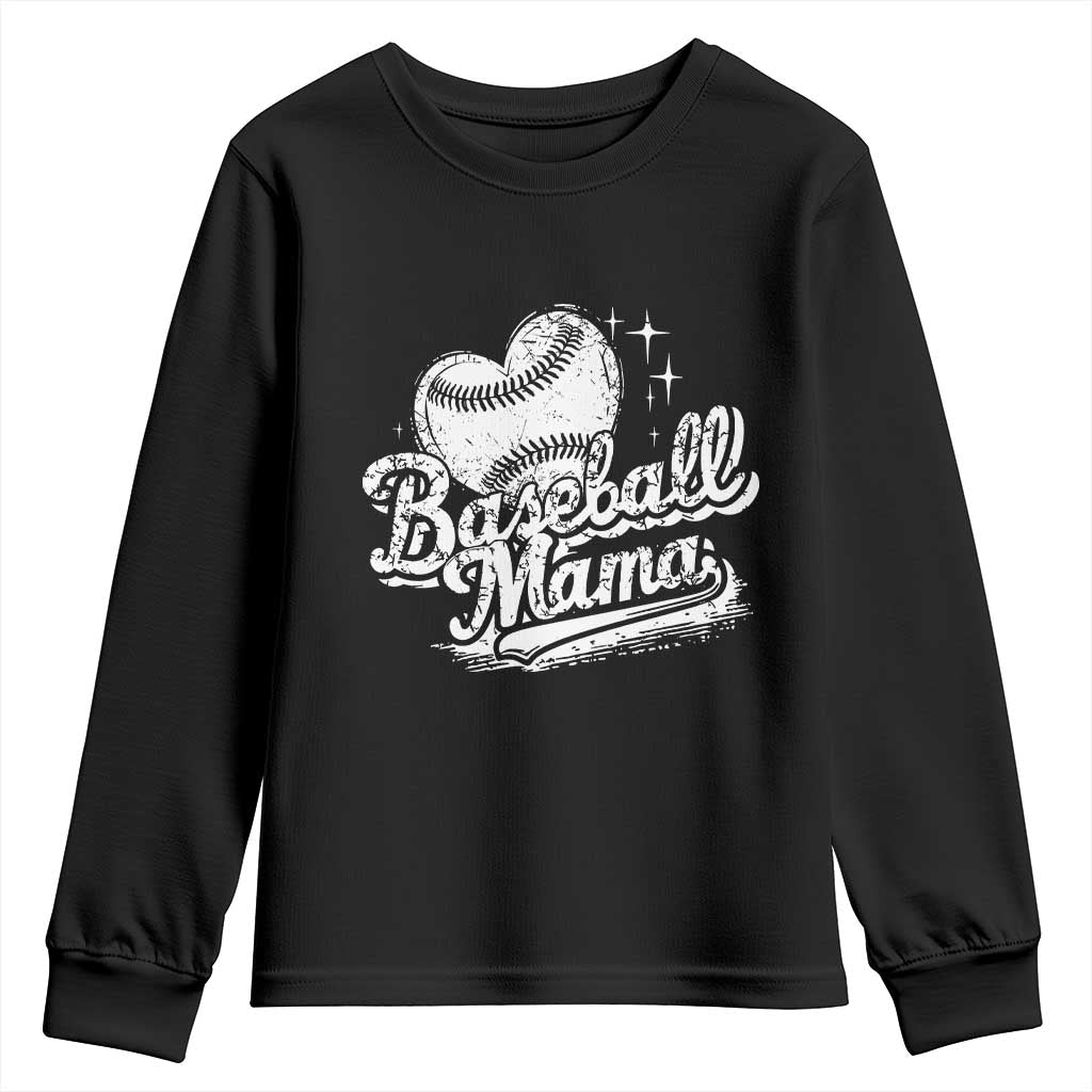 Baseball Mama Youth Sweatshirt Baseball Season Mom Raising Ballers TS10 Black Print Your Wear