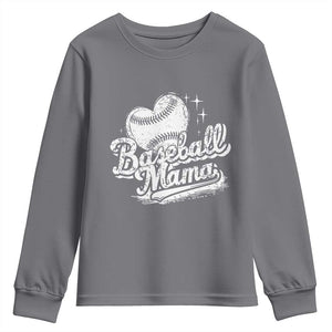 Baseball Mama Youth Sweatshirt Baseball Season Mom Raising Ballers TS10 Charcoal Print Your Wear