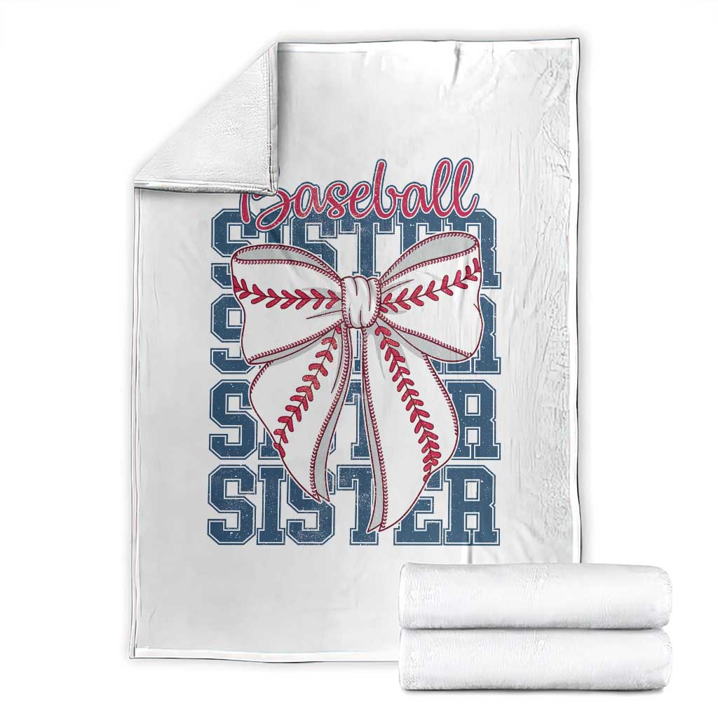 Baseball Sister Throw Blanket Coquette Bow Biggest Fan Sport Lovers Girl TS10 White Print Your Wear