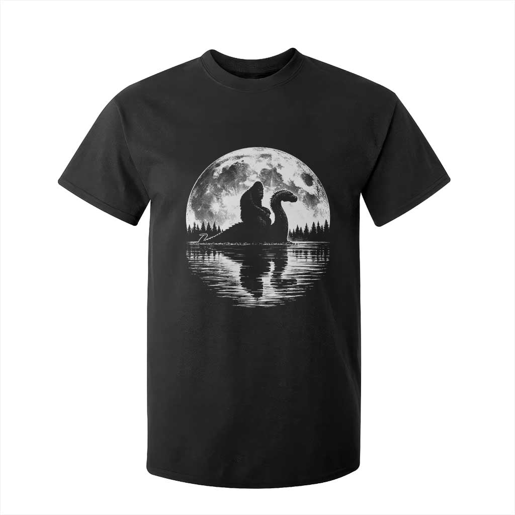 Funny Bigfoot Loch Ness Monster T Shirt For Kid Retro Sasquatch Nessie Funny Cryptid Moon TS10 Black Print Your Wear