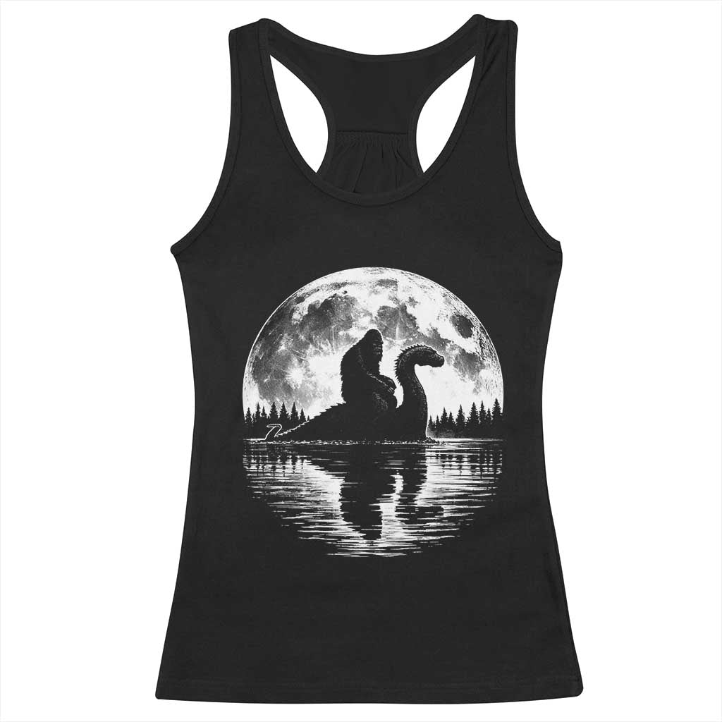 Funny Bigfoot Loch Ness Monster Racerback Tank Top Retro Sasquatch Nessie Funny Cryptid Moon TS10 Black Print Your Wear