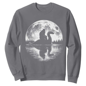 Funny Bigfoot Loch Ness Monster Sweatshirt Retro Sasquatch Nessie Funny Cryptid Moon TS10 Charcoal Print Your Wear