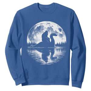 Funny Bigfoot Loch Ness Monster Sweatshirt Retro Sasquatch Nessie Funny Cryptid Moon TS10 Royal Blue Print Your Wear