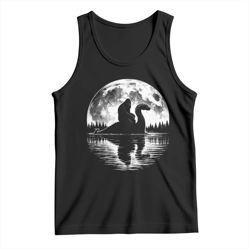 Funny Bigfoot Loch Ness Monster Tank Top Retro Sasquatch Nessie Funny Cryptid Moon TS10 Black Print Your Wear