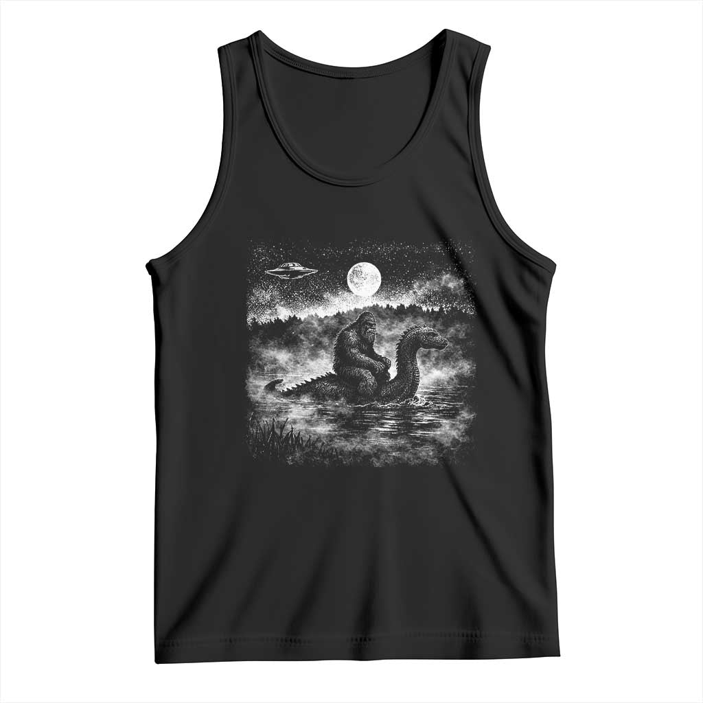 Bigfoot Loch Ness Monster Tank Top Funny Retro Sasquatch Nessie Funny Cryptid Vintage Graphic TS10 Black Print Your Wear
