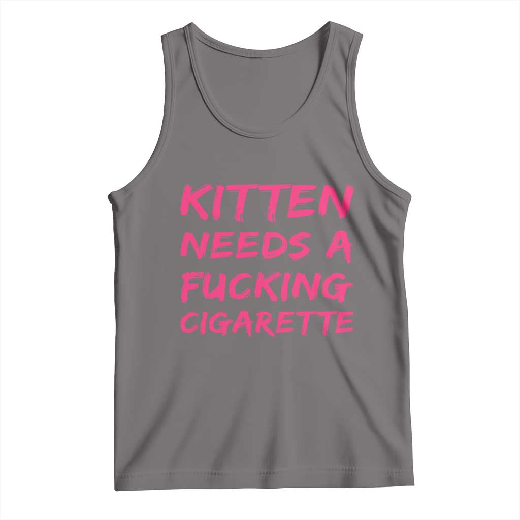 Kitten Needs A Fucking Cigarette Tank Top Funny Cat Joke Cat Meme TS10 Deep Heather Print Your Wear