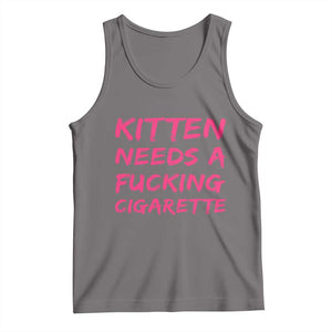 Kitten Needs A Fucking Cigarette Tank Top Funny Cat Joke Cat Meme TS10 Deep Heather Print Your Wear
