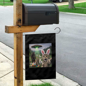 Funny Easter Day Garden Flag - Cat Selfie With Bunny - Bigfoot UFO Bunny Egg TS10 Print Your Wear
