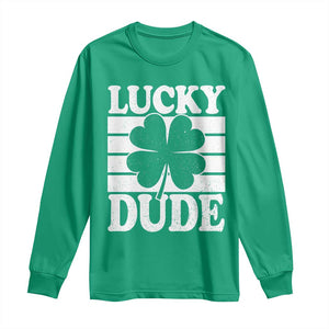 Funny Lucky Dude Long Sleeve Shirt Irish Boys St Patricks Day TS10 Irish Green Print Your Wear