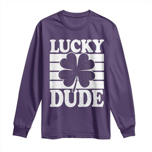 Funny Lucky Dude Long Sleeve Shirt Irish Boys St Patricks Day TS10 Purple Print Your Wear