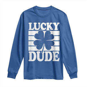Funny Lucky Dude Long Sleeve Shirt Irish Boys St Patricks Day TS10 Royal Blue Print Your Wear