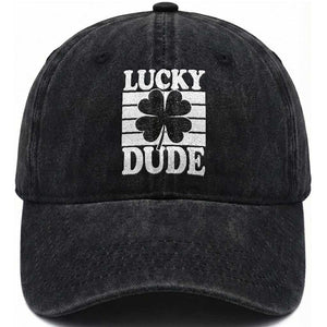 Funny Lucky Dude Washed Cotton Baseball Cap Irish Boys St Patricks Day TS10 Washed Cap Universal Fit Black Print Your Wear