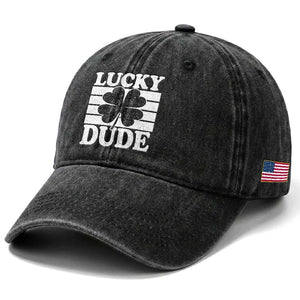 Funny Lucky Dude Washed Cotton Baseball Cap Irish Boys St Patricks Day TS10 Print Your Wear