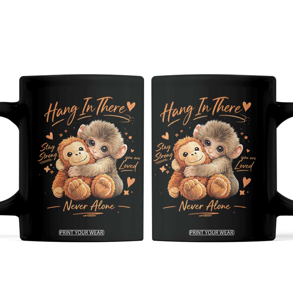 Cute Baby Monkey Punch Coffee Mug Adorable Emotional Graphic Little Punch TS10 Black Print Your Wear